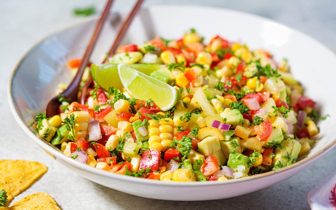 Salade de maïs et de fèves aux tomates séchées